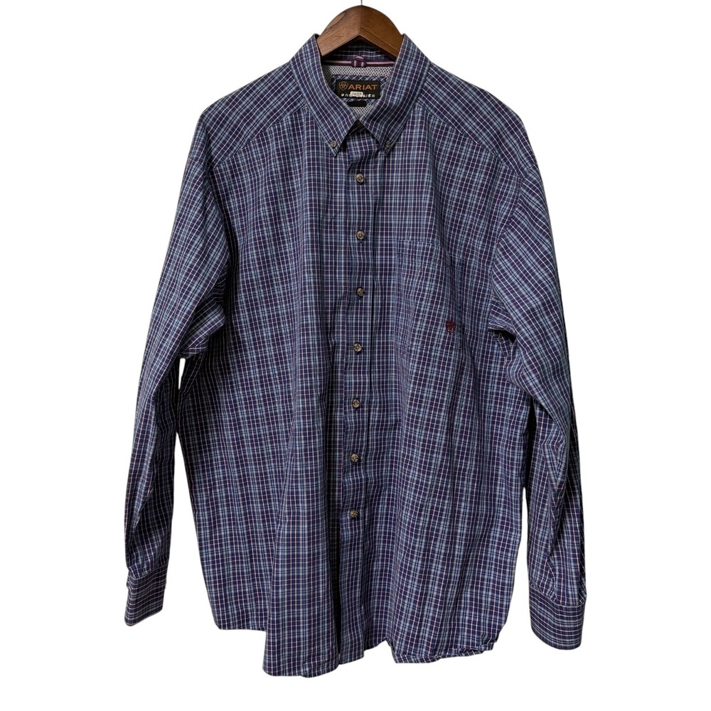 Ariat Pro Series Shirt Mens XXL Plaid Long Sleeve Western Button Down Cowboy
